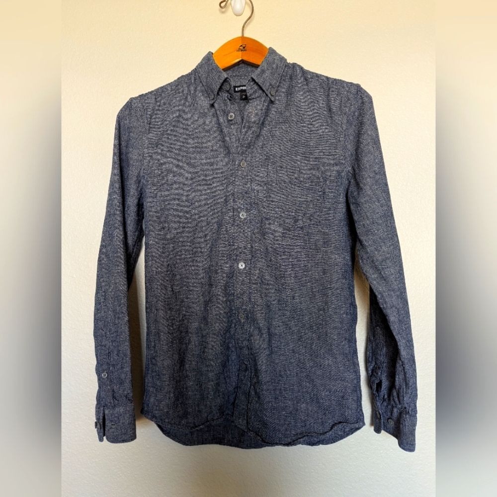 EXPRESS Blue Button Down XS